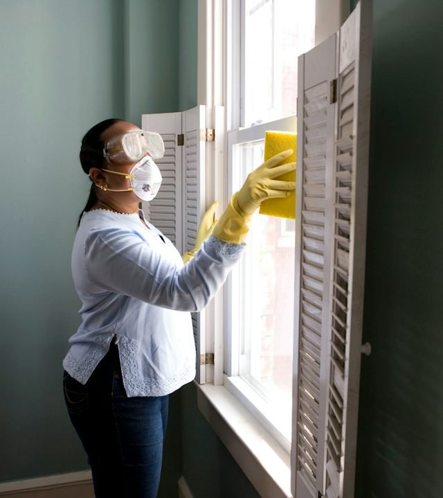 Cleaner washing a window